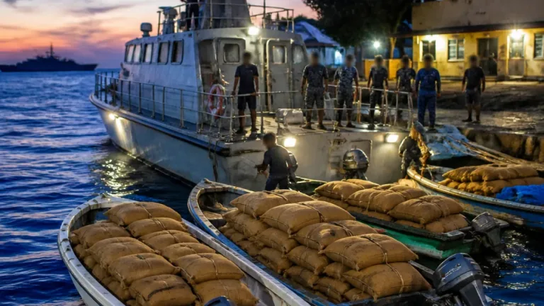 Sri Lankan navy seizes two Indian fibre boats, 2,400 kg of beedi leaves; 11 people held